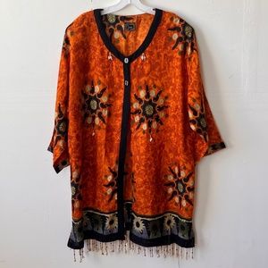 The African Scene orange and black beaded top